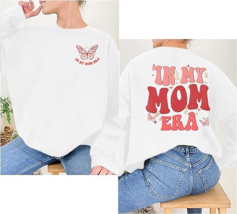 بلوزات نسائية مضحكة من In My Mom Era، سويت شيرت كاجوال مطبوع عليه حروف وأكمام طويلة، بلوفرات علوية in Saudi Arabia