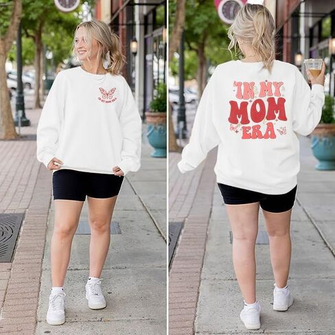 بلوزات نسائية مضحكة من In My Mom Era، سويت شيرت كاجوال مطبوع عليه حروف وأكمام طويلة، بلوفرات علوية in Saudi Arabia