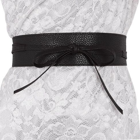 Ayliss Women Soft PU Leather Obi Belt Self Tie Wrap Cinch Belt Fashion Bowknot Waistband Wrap Belt for Dress Jumpsuit in Saudi Arabia