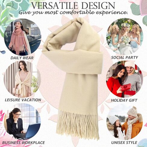 أغطية شالات الباشمينا من EINSKEY، قطعتان من الوشاح الكبير للسيدات بطانية شتوية دافئة من الكشمير بملمس الصوف والأوشحة الشرابة in Kuwait