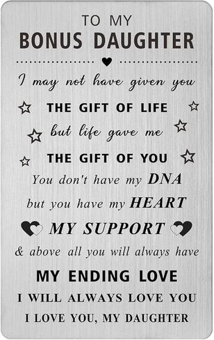 هدايا ابنة الزوجة من HLQYMZ - بطاقة I Love You Bouns Daughter - إلى My Bonus Daughter وعيد الميلاد وعيد الميلاد وبطاقة المحفظة المحفورة in Kuwait