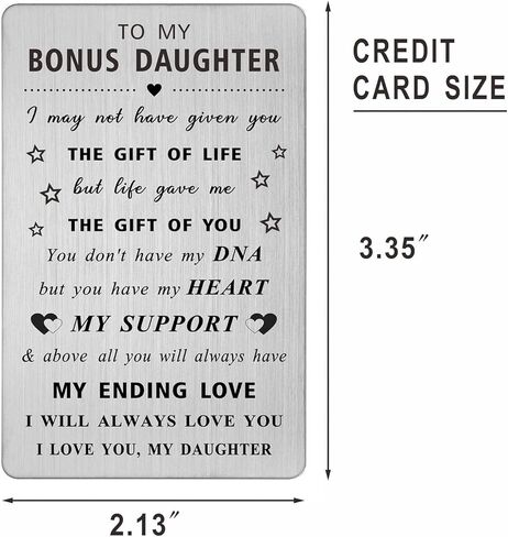 هدايا ابنة الزوجة من HLQYMZ - بطاقة I Love You Bouns Daughter - إلى My Bonus Daughter وعيد الميلاد وعيد الميلاد وبطاقة المحفظة المحفورة in Kuwait