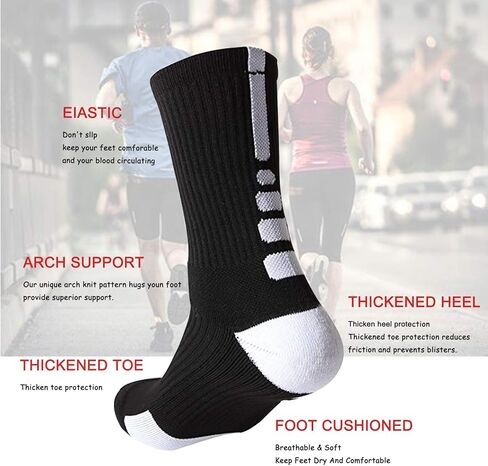 جوارب كرة السلة النخبة للرجال، جوارب ضغط بيضاء مبطنة لمنتصف الساق لممارسة الرياضة والجري للرجال والنساء والأولاد والبنات الكبيرة in Kuwait