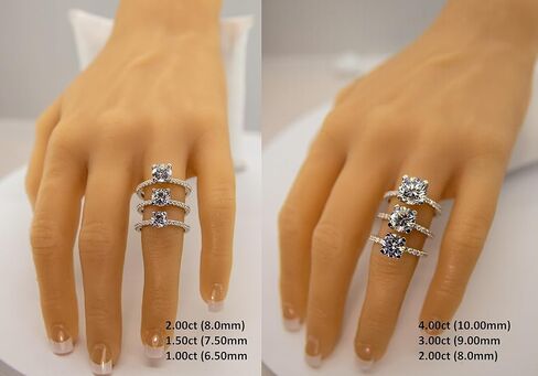 نانا جواهر 1.00 قيراط - 4.00 قيراط مقلد الماس زركونيا خاتم الخطوبة جولة قطع سوليتير ث / الجانبين في الفضة الاسترليني in Kuwait