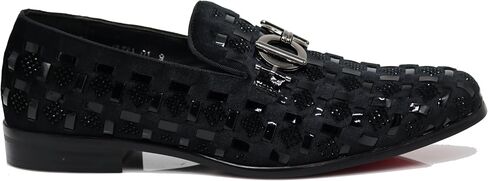 Enzo Romeo UTA Men's Fashion Rhinestone Glitter Buckle Slip On Dress Shoes in Kuwait