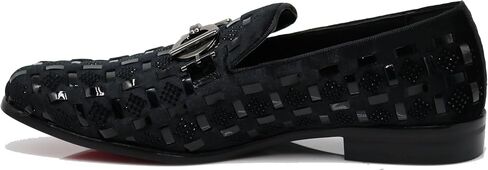 Enzo Romeo UTA Men's Fashion Rhinestone Glitter Buckle Slip On Dress Shoes in Kuwait