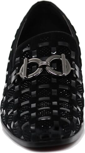 Enzo Romeo UTA Men's Fashion Rhinestone Glitter Buckle Slip On Dress Shoes in Kuwait
