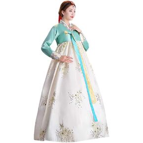 QYUU Women's Embroidered Hanbok Dress Korean Traditional Costume Short Jacket Full Skirt Cosplay Performance Wear in Kuwait