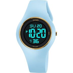 CakCity Digital Wristwatch for Women Unisex Waterproof Sports Stainless Steel Watches Outdoor Rubber Strap Multifunction Wristwatch with Luminous Display