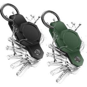 Bonsture Waterproof Key Organizer for Airtag,2PCS Key Holder for Air tag,Compact Silicone Keychain for Apple AirTag (GREEN,BLACK) in Kuwait