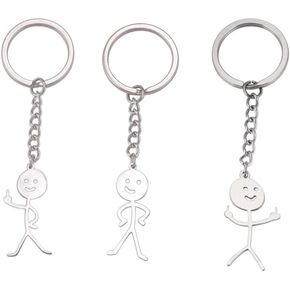 Fuqimanman2020 Funny Doodle Stainless Steel Keychain Smiley Middle Finger Pendant Keyring BBF Gift Jewelry for Men Women in Saudi Arabia