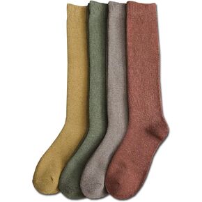 TsujiYa Long Winter Socks for Women Knee High Fashion Thick Warm Socks Thermal Socks 4 Pack(Size 6-9)