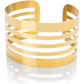 تشارلي بيج سوار عريض من الستانلس ستيل للنساء | سوار مفتوح من فوج | لمسة نهائية ذهبية, ستانلس ستيل, بدون أحجار كريمة in Kuwait