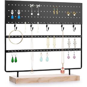 VERGILIUS حامل القرط المنظم عرض المجوهرات تقف تحديث القرط المنظم حامل حامل المجوهرات المنظم، القرط والقلادة منظم منشفة المجوهرات شجرة العرض (أبيض، 144 فتحة) in Kuwait