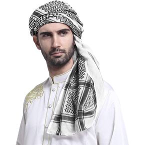 RUIXIB الرجال العربية شماغ الحجاب مسلم دبي عمامة قبعة الرقبة التفاف غطاء الرأس مسلم كوفية العربية الشرق الأوسط عرفات وشاح