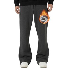 BRISIRA Mens Sweatpants Flare Pants Joggers for Men Fleece Lined with Pockets Elastic Drawstring Bell Bottoms Baggy