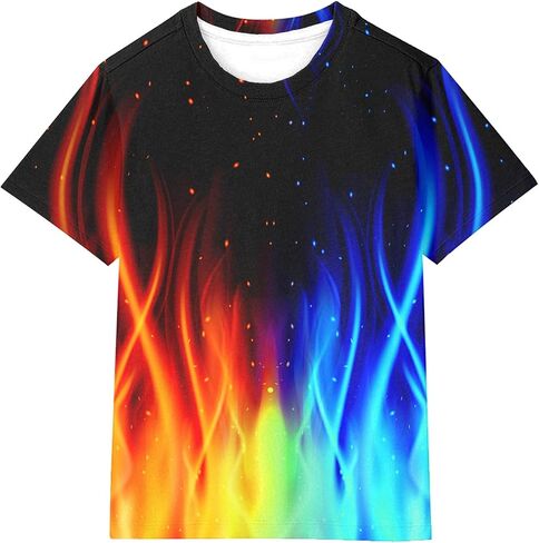 Asylvain Boys Girls Kids Shirts 3D Print Graphic Cool Design Colorful Tee Shirt for Teen and Kids 6-16 Years in Saudi Arabia