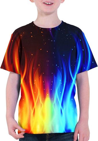 Asylvain Boys Girls Kids Shirts 3D Print Graphic Cool Design Colorful Tee Shirt for Teen and Kids 6-16 Years in Saudi Arabia