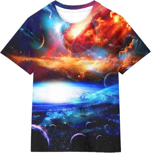 Asylvain Boys Girls Kids Shirts 3D Print Graphic Cool Design Colorful Tee Shirt for Teen and Kids 6-16 Years in Saudi Arabia