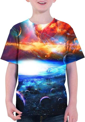 Asylvain Boys Girls Kids Shirts 3D Print Graphic Cool Design Colorful Tee Shirt for Teen and Kids 6-16 Years in Saudi Arabia