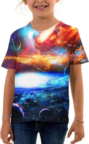 Asylvain Boys Girls Kids Shirts 3D Print Graphic Cool Design Colorful Tee Shirt for Teen and Kids 6-16 Years in Saudi Arabia