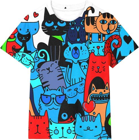 Asylvain Boys Girls Kids Shirts 3D Print Graphic Cool Design Colorful Tee Shirt for Teen and Kids 6-16 Years in Saudi Arabia