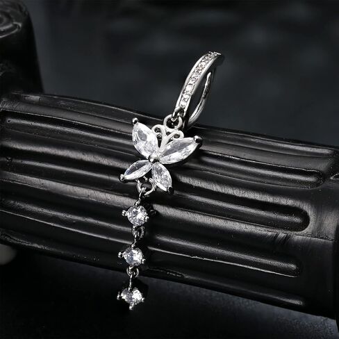 FINREZIO 8PCS 14G Clicker Belly Button Rings for Women Surgical Steel Dangle CZ Evil Eye Butterfly Belly Button Rings Reverse Curved Navel Belly Barbell Piercing Jewelry in Kuwait