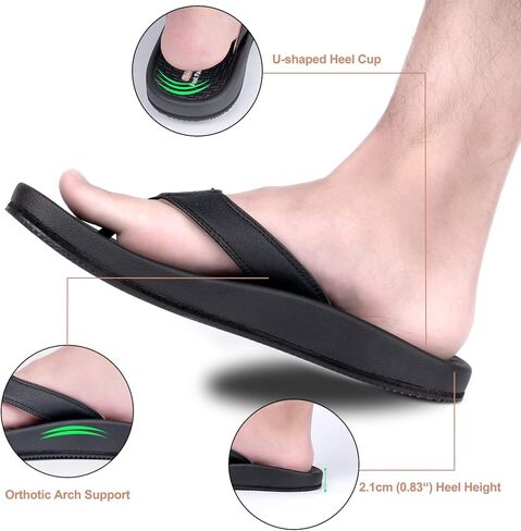 صنادل الشاطئ الرجالية من Thearches، شبشب فليب فلوب، سريع الجفاف لدعم القوس، شبشب فليب فلوب، صندل داعم لتقويم العظام لالتهاب اللفافة الأخمصية، الأقدام المسطحة، آلام الكعب، المشي المريح طوال اليوم in Kuwait