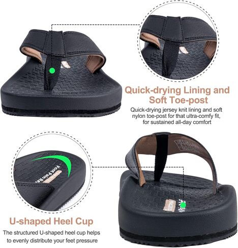 صنادل الشاطئ الرجالية من Thearches، شبشب فليب فلوب، سريع الجفاف لدعم القوس، شبشب فليب فلوب، صندل داعم لتقويم العظام لالتهاب اللفافة الأخمصية، الأقدام المسطحة، آلام الكعب، المشي المريح طوال اليوم in Kuwait
