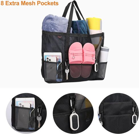 حقيبة شاطئ شبكية من seOSTO، حقيبة شاطئ كبيرة الحجم، حقيبة ألعاب الشاطئ، حقائب حمام السباحة للنساء، مثالية للسفر على الشاطئ، حمام السباحة، النزهة، صالة الألعاب الرياضية in Kuwait