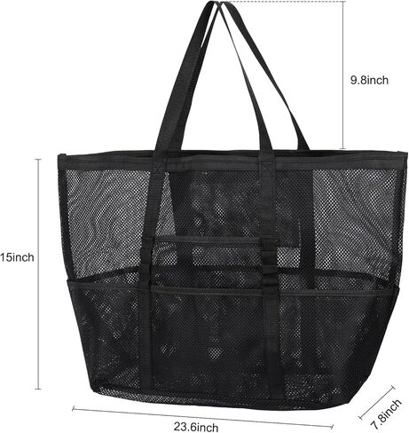 حقيبة شاطئ شبكية من seOSTO، حقيبة شاطئ كبيرة الحجم، حقيبة ألعاب الشاطئ، حقائب حمام السباحة للنساء، مثالية للسفر على الشاطئ، حمام السباحة، النزهة، صالة الألعاب الرياضية in Kuwait