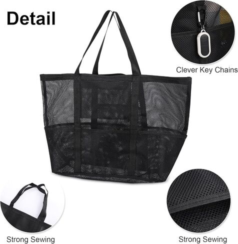 حقيبة شاطئ شبكية من seOSTO، حقيبة شاطئ كبيرة الحجم، حقيبة ألعاب الشاطئ، حقائب حمام السباحة للنساء، مثالية للسفر على الشاطئ، حمام السباحة، النزهة، صالة الألعاب الرياضية in Kuwait