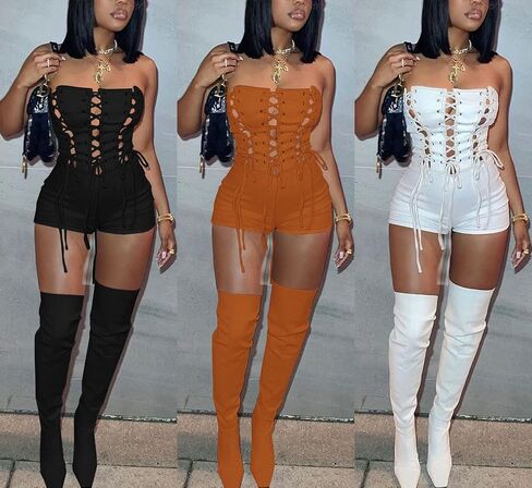 بدلة قصيرة مثيرة للنساء من Annystore بدون أكتاف مجوفة للنادي بدون حمالات، بدلة قصيرة باللون الأسود M in Kuwait