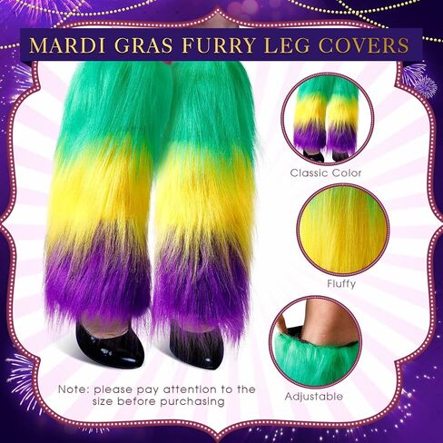 5 Pcs Mardi Gras Accessories Faux Fur Leg Warmers Sequins Feather Headband Bead Necklaces with Pendant for Adult Women Carnival Mardi Gras Party in Saudi Arabia