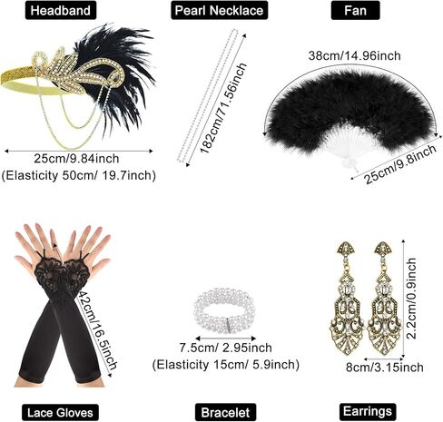 PLULON 8 Pieces 1920s Flapper Accessories Set in Kuwait