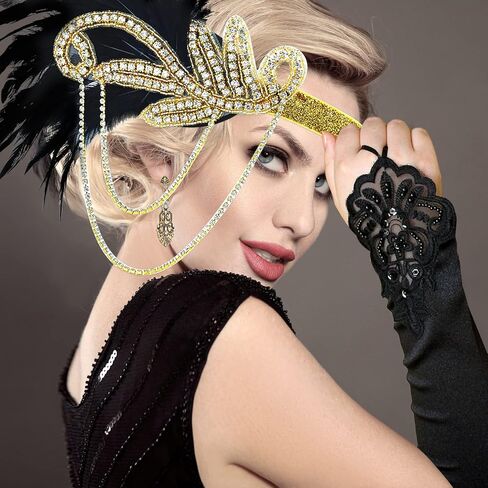 PLULON 8 Pieces 1920s Flapper Accessories Set in Kuwait