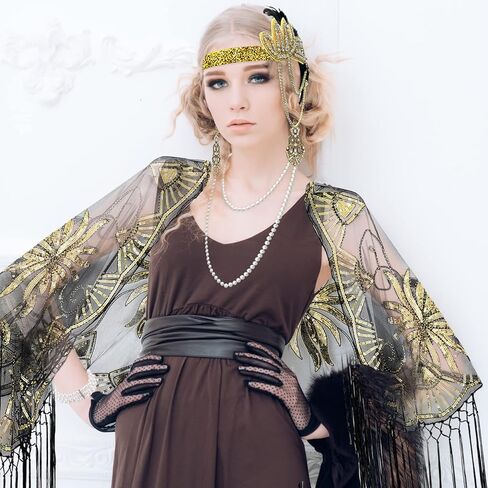 PLULON 8 Pieces 1920s Flapper Accessories Set in Kuwait