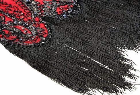 FUNDAISY Womens Vintage Lace Fringed Gatsby 1920s Cocktail Dress with 20s Accessories Set in Saudi Arabia