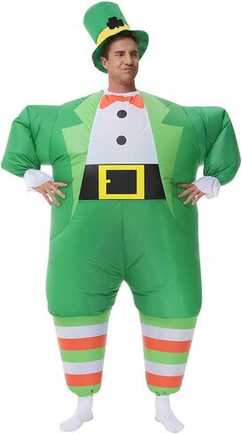 زي JUROSAICA القابل للنفخ، زي أيرلندي للبدلة التنكرية، زي تنكري رائع لعيد الميلاد مضحك للحفلات التنكرية للبالغين، زي الجني ليوم القديس باتريك مع قبعة أيرلندية in Kuwait