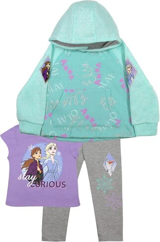 Disney Minnie Mouse and Frozen 3 Piece Pants Set for Girls, Girls Pullover Hoodie, T-Shirt, and Pants Sets in Saudi Arabia