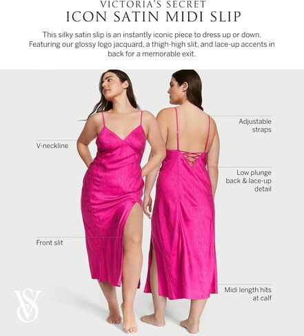 Victoria's Secret Icon Satin Midi Slip, Women's Lingerie (XS-XL) in Saudi Arabia