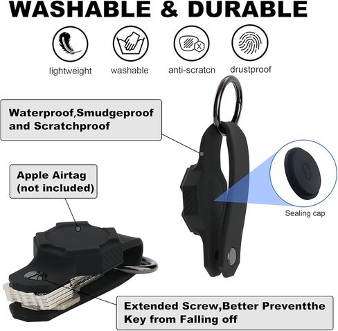 Bonsture Waterproof Key Organizer for Airtag,2PCS Key Holder for Air tag,Compact Silicone Keychain for Apple AirTag (GREEN,BLACK) in Kuwait