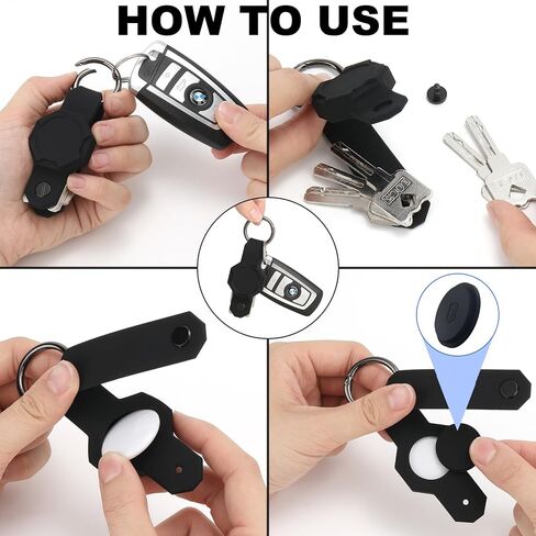 Bonsture Waterproof Key Organizer for Airtag,2PCS Key Holder for Air tag,Compact Silicone Keychain for Apple AirTag (GREEN,BLACK) in Kuwait