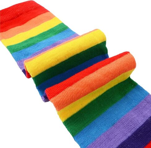 KADBLE المرأة قوس قزح الجوارب مخطط الركبة عالية الجوارب الذراع تدفئة الساق مجموعة, ألوان الطيف, L in Kuwait