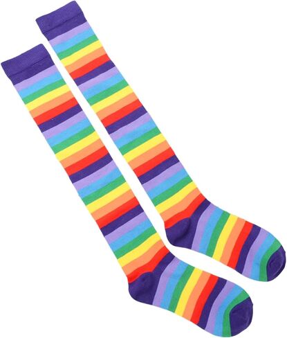 KADBLE المرأة قوس قزح الجوارب مخطط الركبة عالية الجوارب الذراع تدفئة الساق مجموعة, ألوان الطيف, L in Kuwait