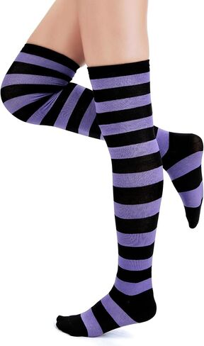 Durio Thigh High Socks for Women striped Over Knee Socks Long Socks for Women Knee High Thigh Socks Halloween Cosplay Party in Saudi Arabia