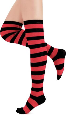 Durio Thigh High Socks for Women striped Over Knee Socks Long Socks for Women Knee High Thigh Socks Halloween Cosplay Party in Saudi Arabia