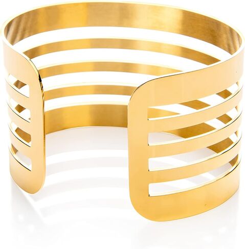 تشارلي بيج سوار عريض من الستانلس ستيل للنساء | سوار مفتوح من فوج | لمسة نهائية ذهبية, ستانلس ستيل, بدون أحجار كريمة in Kuwait