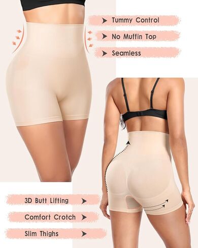 BLONGW قطعتان من ملابس الجسم للنساء للتحكم في البطن - سراويل قصيرة بدون خياطة عالية الخصر لتشكيل الجسم سراويل داخلية لرفع المؤخرة والفخذ أنحف in Kuwait