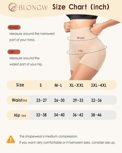 BLONGW قطعتان من ملابس الجسم للنساء للتحكم في البطن - سراويل قصيرة بدون خياطة عالية الخصر لتشكيل الجسم سراويل داخلية لرفع المؤخرة والفخذ أنحف in Kuwait